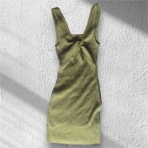 NWT fresh Clean Girl Abercrombie & Fitch Sage Green tie front stretch Mini Dress